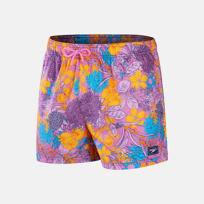 Men's Digital Printed Leisure 14-Inch Swimming Shorts Purple