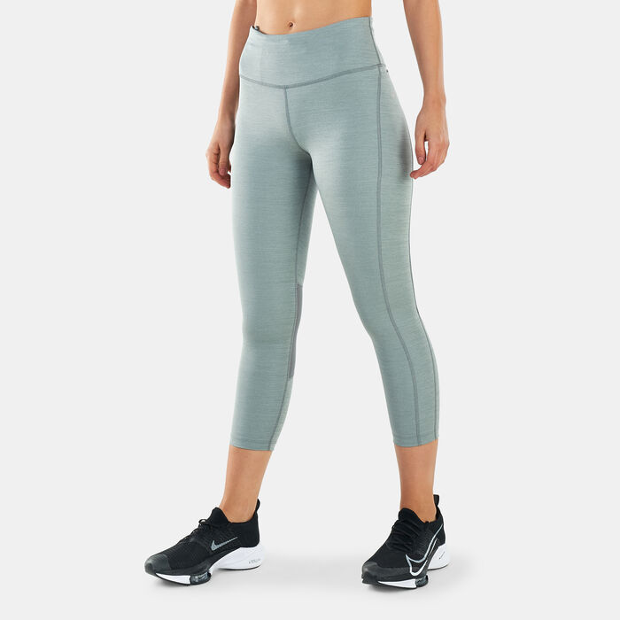 Nike Women's Fast Mid-Rise Crop Running Leggings Grey Nike Women's Fast Mid-Rise Crop Running Leggings Grey image number 0