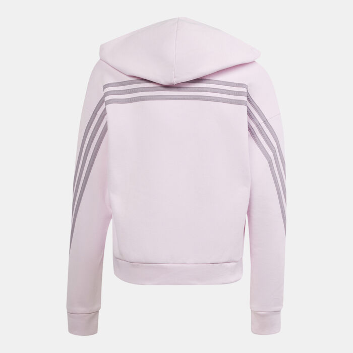 adidas Kids' Future Icons 3-Stripes Running Full-Zip Hoodie Pink adidas Kids' Future Icons 3-Stripes Running Full-Zip Hoodie Pink image number 1