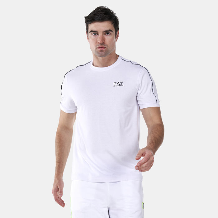 EA7 Emporio Armani Men's Train Logo Series Piping Logo T-Shirt White EA7 Emporio Armani Men's Train Logo Series Piping Logo T-Shirt White image number 0