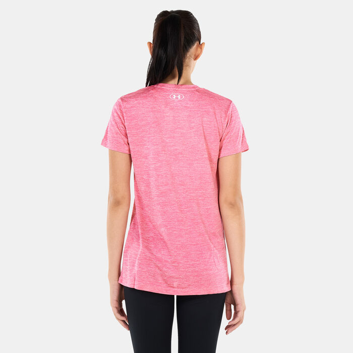 Under Armour Women's UA Tech™ Twist Crest T-Shirt Pink Under Armour Women's UA Tech™ Twist Crest T-Shirt Pink image number 1