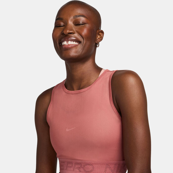 Nike Women's Pro Mesh Tank Top Pink image number 3