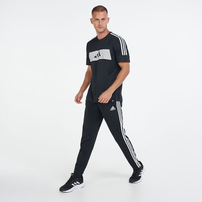 adidas Men's Essentials Open Hem 3-Stripes Pants Black adidas Men's Essentials Open Hem 3-Stripes Pants Black image number 2