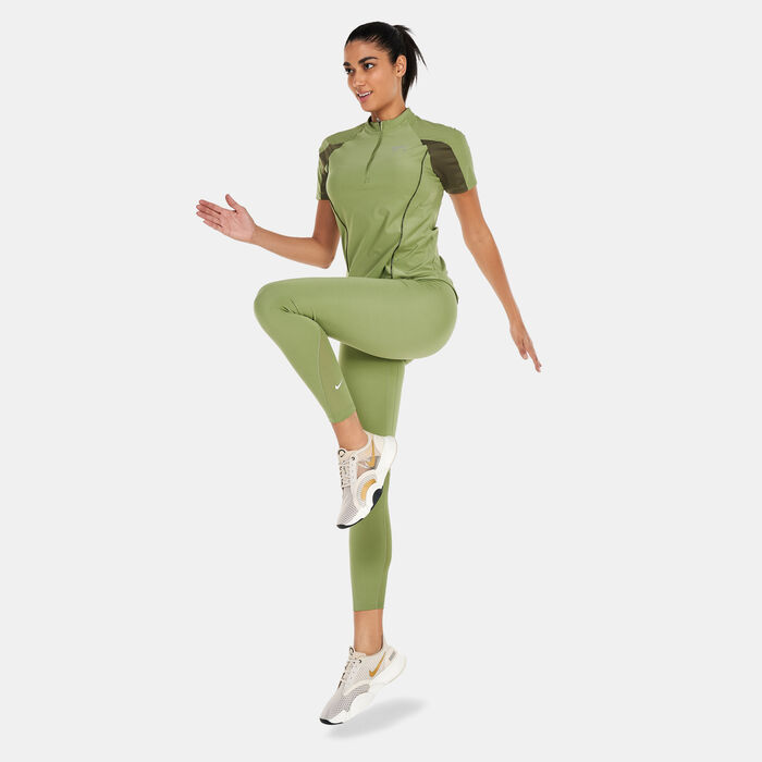 Nike Women's One Mid-Rise 7/8 Mesh-Panelled Leggings Green Nike Women's One Mid-Rise 7/8 Mesh-Panelled Leggings Green image number 2