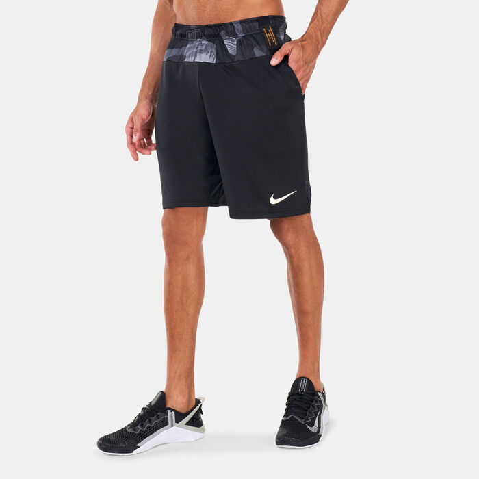 Nike Men's Dri-FIT Knit Camo Training Shorts Black image number 0
