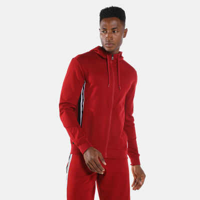 EA7 Emporio Armani Men's Train Logo Series Extended Logo Hoodie Red