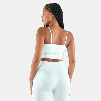 adidas Women's Seamless Spaghetti Crop Tank Top Green adidas Women's Seamless Spaghetti Crop Tank Top Green