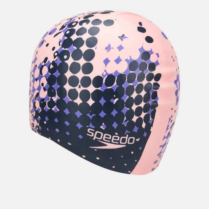 Speedo Long Hair Printed Swimming Cap Pink image number 1
