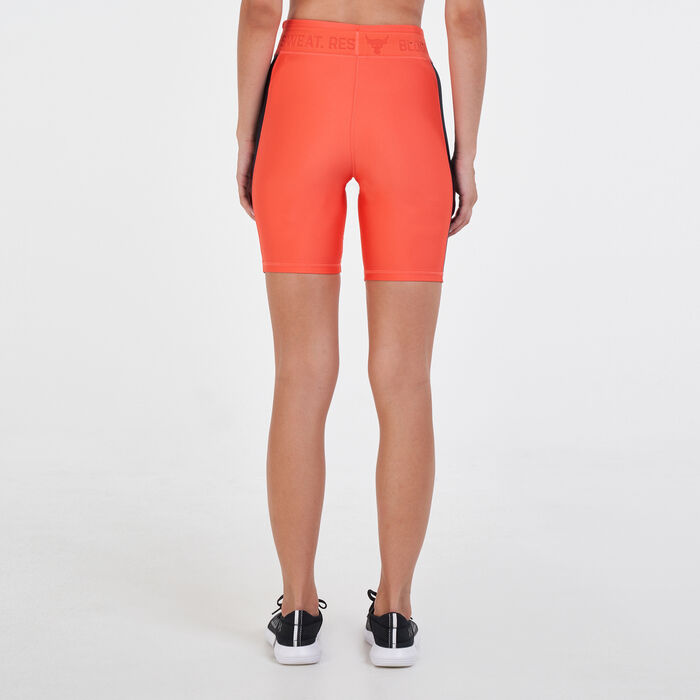 Under Armour Women's UA Project Rock HeatGear® Bike Shorts Red image number 1