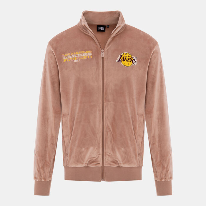 New Era Men's NBA Los Angeles Lakers Lifestyle Velour Full-Zip Track Jacket Beige New Era Men's NBA Los Angeles Lakers Lifestyle Velour Full-Zip Track Jacket Beige image number 0