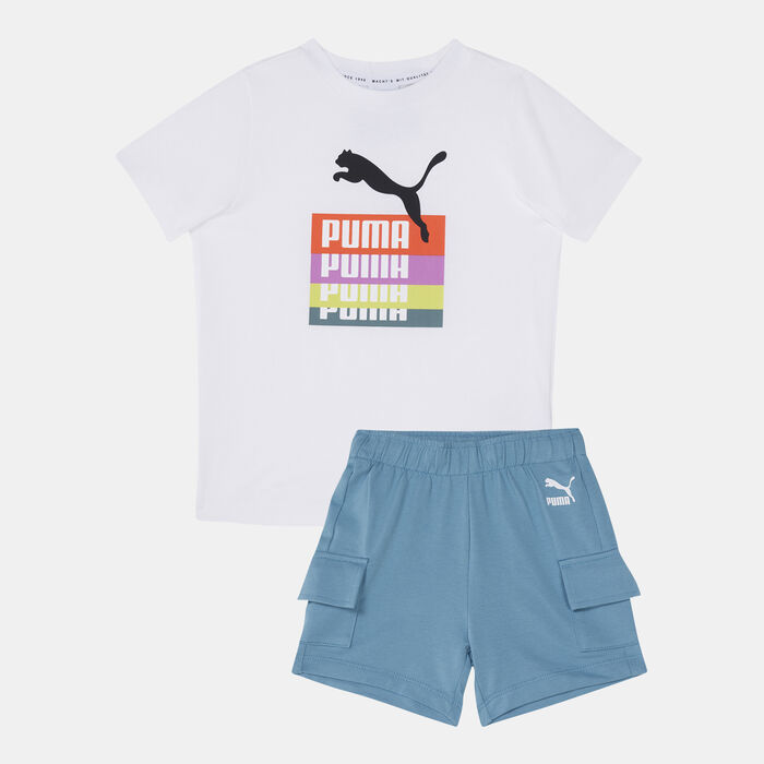PUMA Kids' Minicats Brand Love Short Set White PUMA Kids' Minicats Brand Love Short Set White image number 0