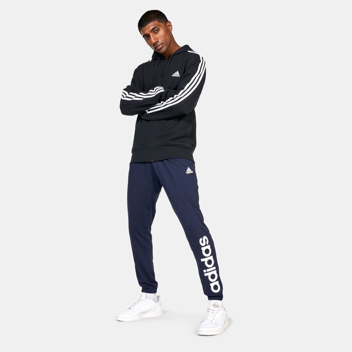 adidas Men's Essentials Single Jersey Tapered Logo Training Joggers Blue adidas Men's Essentials Single Jersey Tapered Logo Training Joggers Blue image number 2