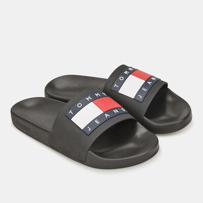 Tommy Hilfiger Women's Essential Embossed Pool Slides Black Tommy Hilfiger Women's Essential Embossed Pool Slides Black