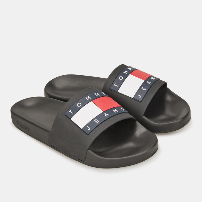 Tommy Hilfiger Women's Essential Embossed Pool Slides Black Tommy Hilfiger Women's Essential Embossed Pool Slides Black image number 0