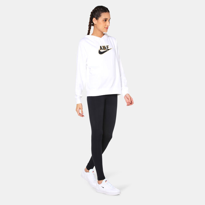 Nike Women's Sportswear Fleece Graphic Print Hoodie White Nike Women's Sportswear Fleece Graphic Print Hoodie White image number 2