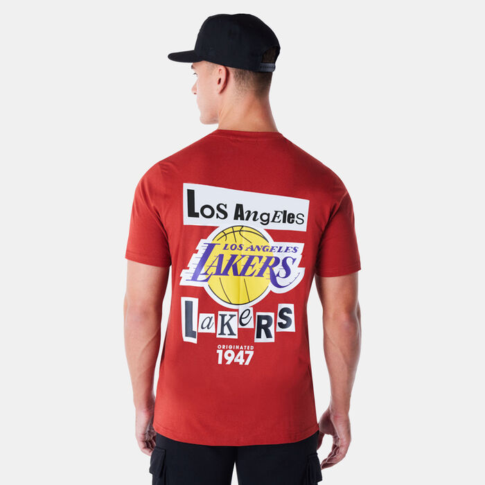 New Era Men's NBA Los Angeles Lakers Newspaper Graphic T-Shirt Orange New Era Men's NBA Los Angeles Lakers Newspaper Graphic T-Shirt Orange image number 1
