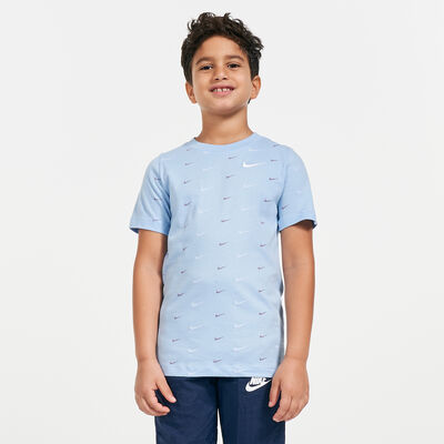 Nike Kids' Sportswear Swoosh Allover Print T-Shirt (Older Kids) Blue