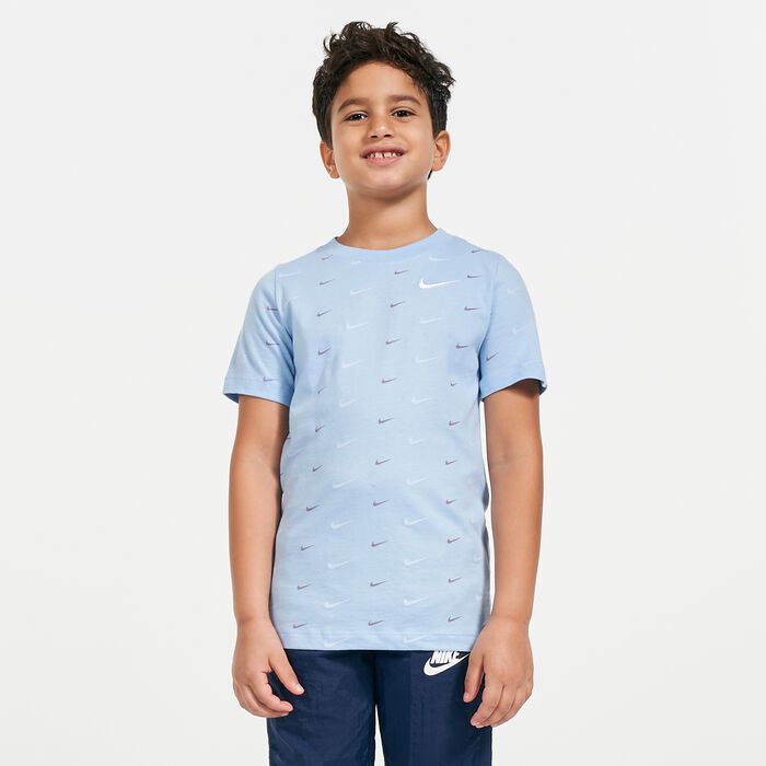 Nike Kids' Sportswear Swoosh Allover Print T-Shirt (Older Kids) Blue Nike Kids' Sportswear Swoosh Allover Print T-Shirt (Older Kids) Blue image number 0