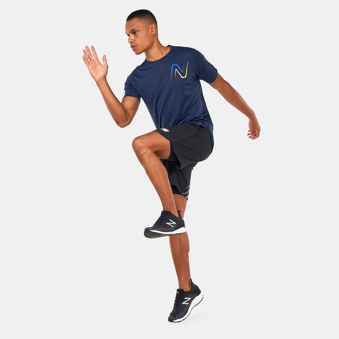 New Balance Men's Graphic Impact Run T-Shirt Blue image number 2