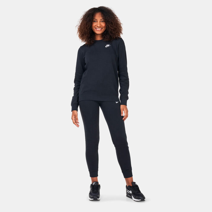 Nike Women's Sportswear Club Fleece Crewneck Sweatshirt Black Nike Women's Sportswear Club Fleece Crewneck Sweatshirt Black image number 2