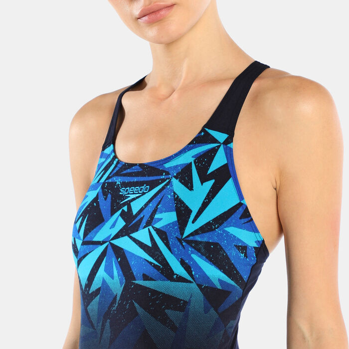Speedo Women's Hyperboom Placement Muscleback One-Piece Swimsuit Blue Speedo Women's Hyperboom Placement Muscleback One-Piece Swimsuit Blue image number 3