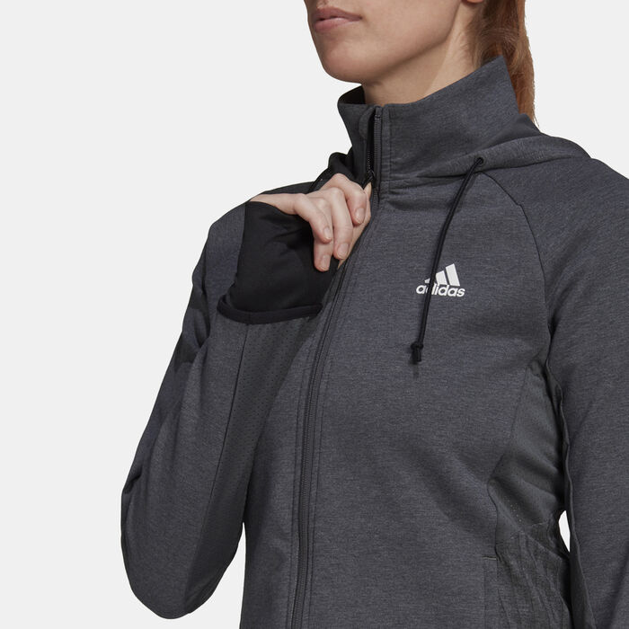 adidas Women's Designed To Move AEROREADY Full-Zip Hoodie White image number 2