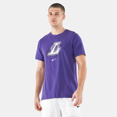 Nike Men's NBA Dri-FIT Los Angeles Lakers Logo T-Shirt Purple Nike Men's NBA Dri-FIT Los Angeles Lakers Logo T-Shirt Purple