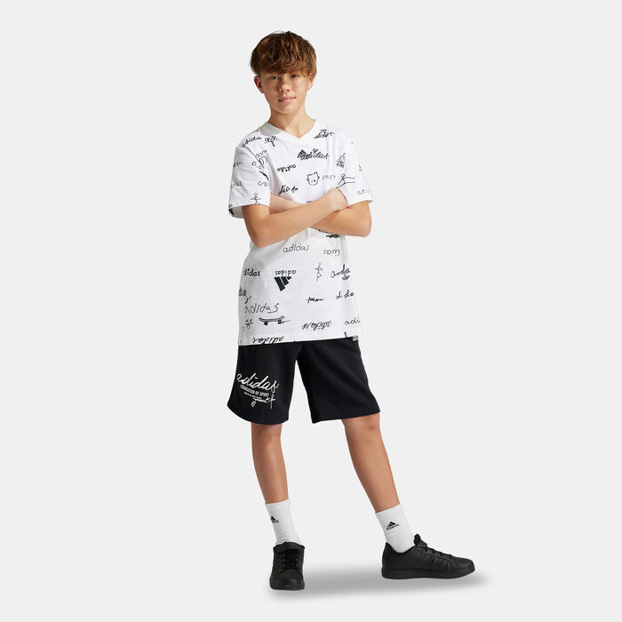 adidas Kids' Brand Love Shorts Black adidas Kids' Brand Love Shorts Black image number 0