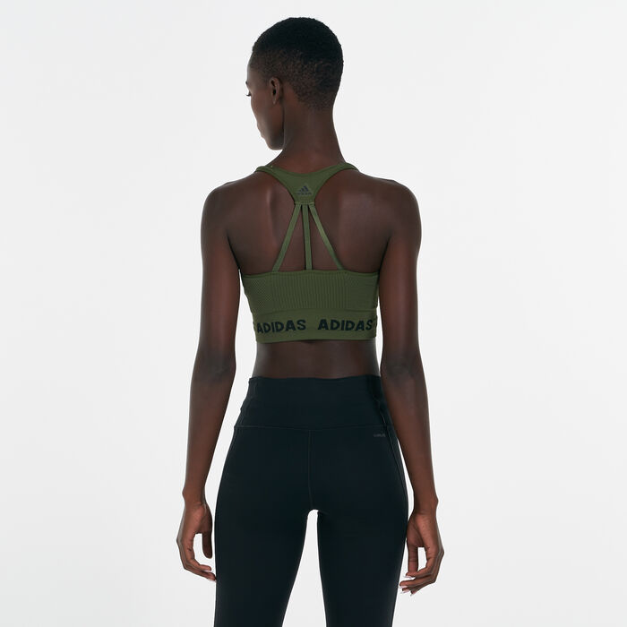 adidas Women's Training Aeroknit Bra Blue adidas Women's Training Aeroknit Bra Blue image number 1