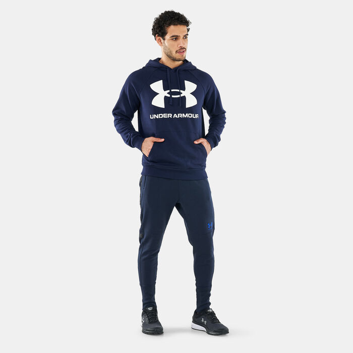 Under Armour Men's UA Rival Fleece Big Logo Pullover Hoodie Blue Under Armour Men's UA Rival Fleece Big Logo Pullover Hoodie Blue image number 2