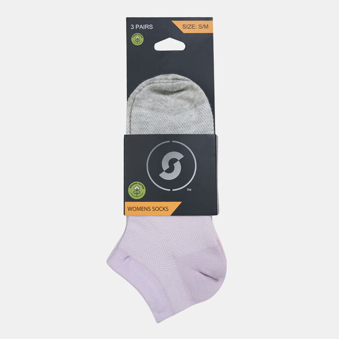 Sun and Sand Sports Women's Lightweight Ankle Socks (3 Pack) - S/M Pink image number 1