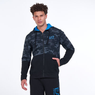 EA7 Emporio Armani Men's Camo Print Zip Hoodie Black