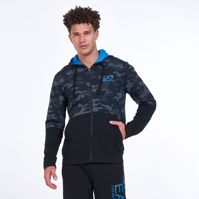 EA7 Emporio Armani Men's Camo Print Zip Hoodie Black EA7 Emporio Armani Men's Camo Print Zip Hoodie Black image number 0