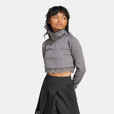 adidas Originals Women's Lace 1/4-Zip Track Jacket Grey