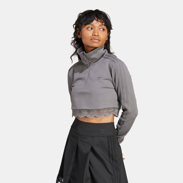 adidas Originals Women's Lace 1/4-Zip Track Jacket Grey image number 0