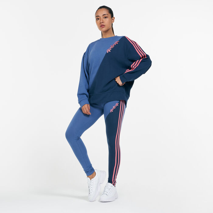adidas Originals Women's Sliced Trefoil Leggings Blue adidas Originals Women's Sliced Trefoil Leggings Blue image number 2