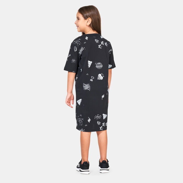 adidas Kids' Brand Love Allover Print Dress Black adidas Kids' Brand Love Allover Print Dress Black image number 1