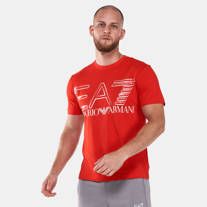 EA7 Emporio Armani Men's Train Logo Series Oversize Logo T-Shirt Red EA7 Emporio Armani Men's Train Logo Series Oversize Logo T-Shirt Red image number 0