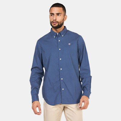 Timberland Men's Micro All Over Print Shirt Blue Timberland Men's Micro All Over Print Shirt Blue