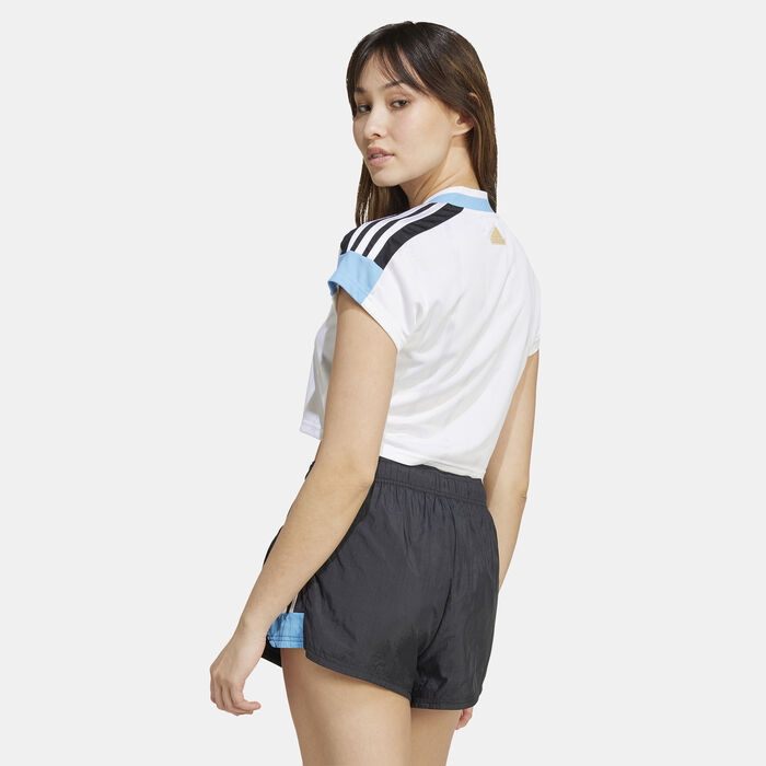 adidas Women's Tiro Cut 3-Stripes Cropped Jersey White image number 1