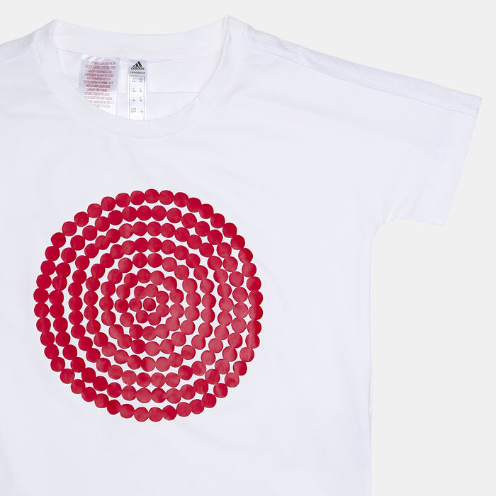 adidas Kids' Marimekko Primegreen AEROREADY Graphic T-Shirt Red adidas Kids' Marimekko Primegreen AEROREADY Graphic T-Shirt Red image number 2