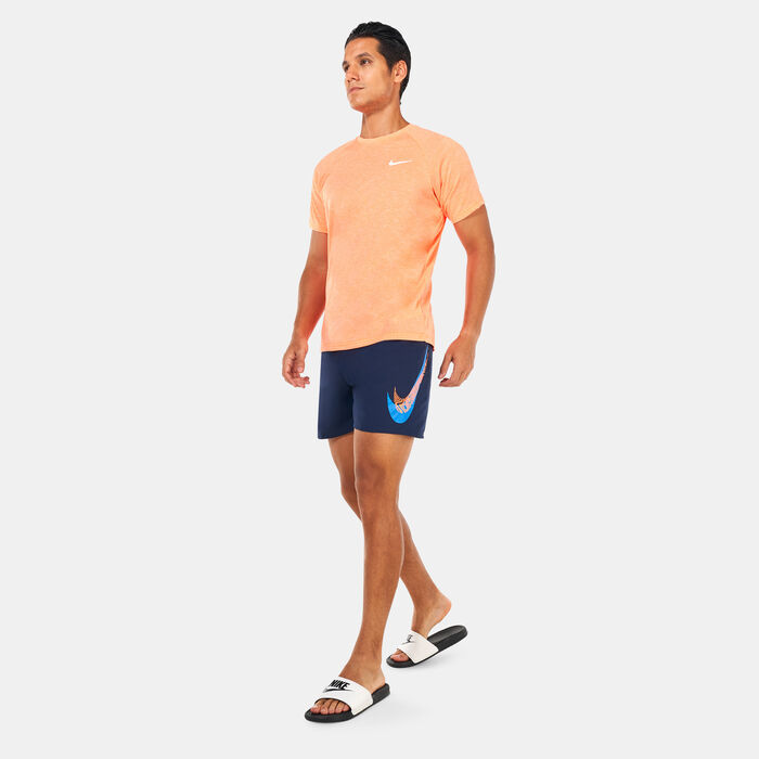 Nike Swim Men's Heathered Hydroguard Swimming Shirt Orange Nike Swim Men's Heathered Hydroguard Swimming Shirt Orange image number 2