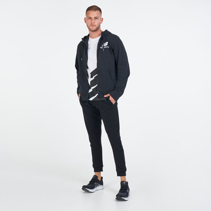 New Balance Men's Essentials Stacked Full-Zip Hoodie Black image number 2