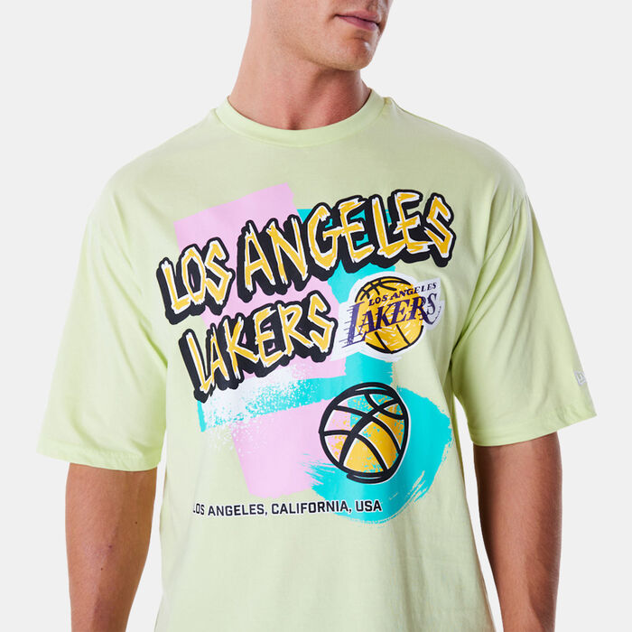 New Era Men's NBA Los Angeles Lakers Retro Graphic T-Shirt Green image number 2
