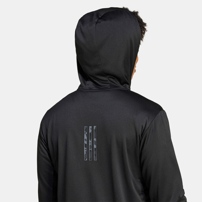 adidas Men's Train Essentials Camo Full-Zip Training Hoodie Black image number 3