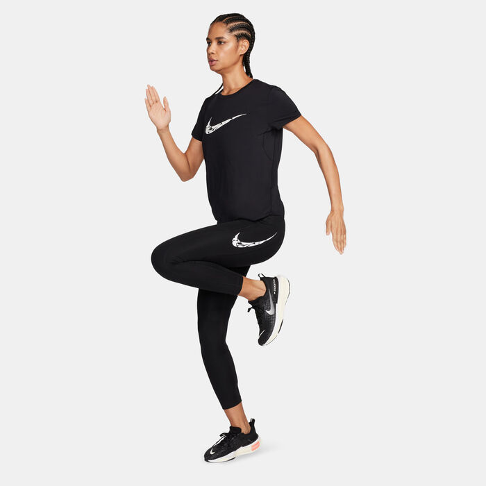 Nike Women's One Swoosh Dri-FIT Running Top Black Nike Women's One Swoosh Dri-FIT Running Top Black image number 2