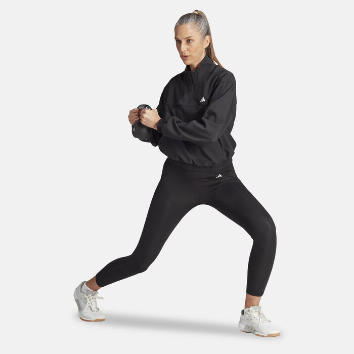 adidas Women's Train Essentials Woven 1/4-Zip Training Track Top Black adidas Women's Train Essentials Woven 1/4-Zip Training Track Top Black image number 2