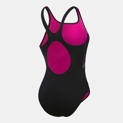 Speedo Womens HyperBoom Placement One-Piece Swimsuit Black