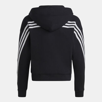 adidas Kids' Future Icons 3-Stripes Running Full-Zip Hoodie Black