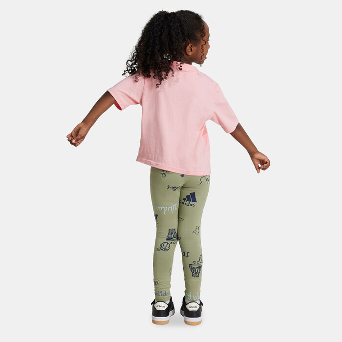 adidas Kids' Brand Love T-Shirt and Leggings Set (Young Kids) Pink adidas Kids' Brand Love T-Shirt and Leggings Set (Young Kids) Pink image number 1